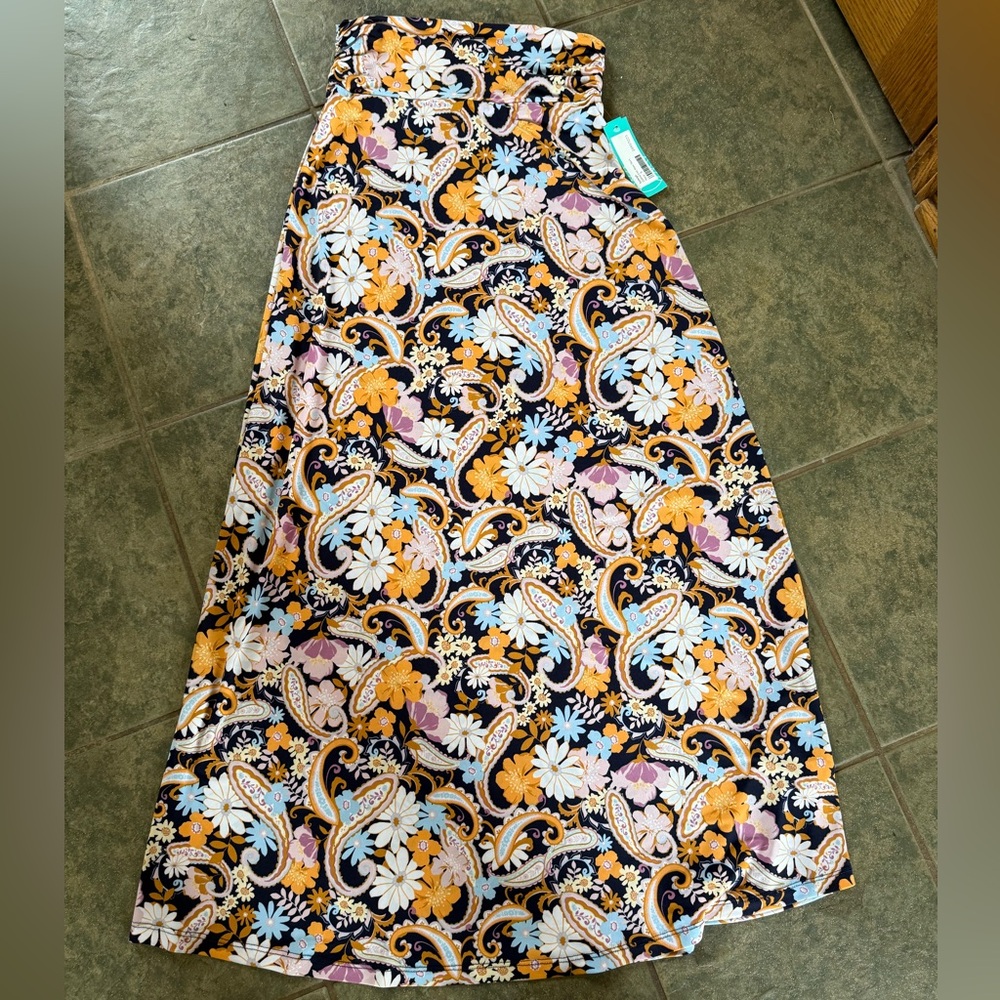 Kaleigh Black and Yellow Floral Paisley Maxi Skirt